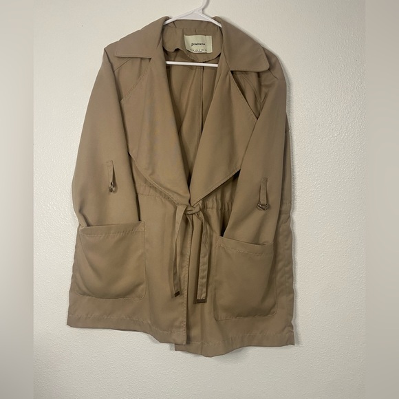 Stradivarius Olive Trench Coat Size S - Picture 6 of 16